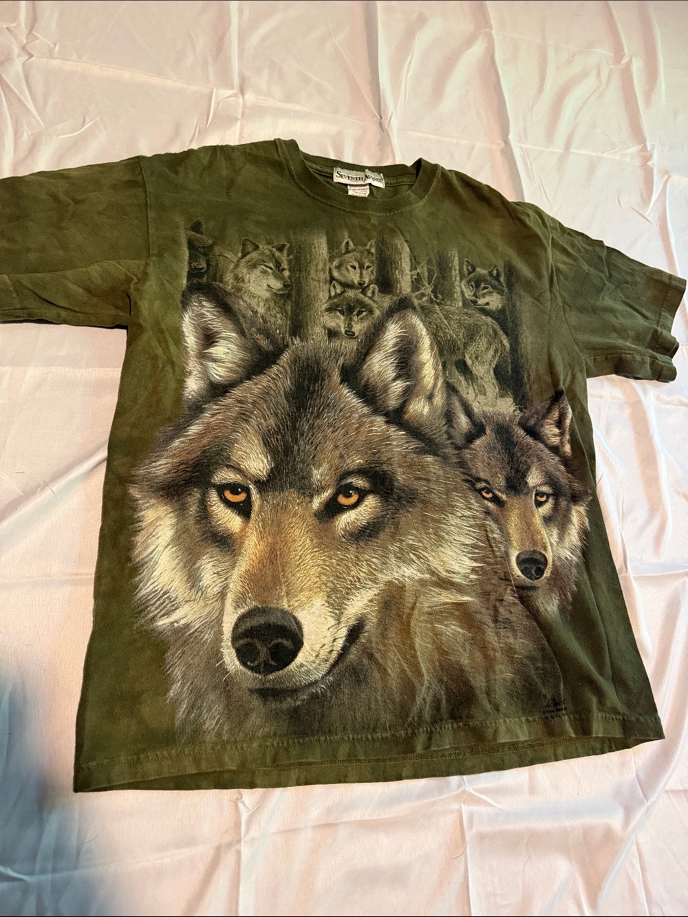 Green Wolf Graphic Tee for Mens - The Mountain